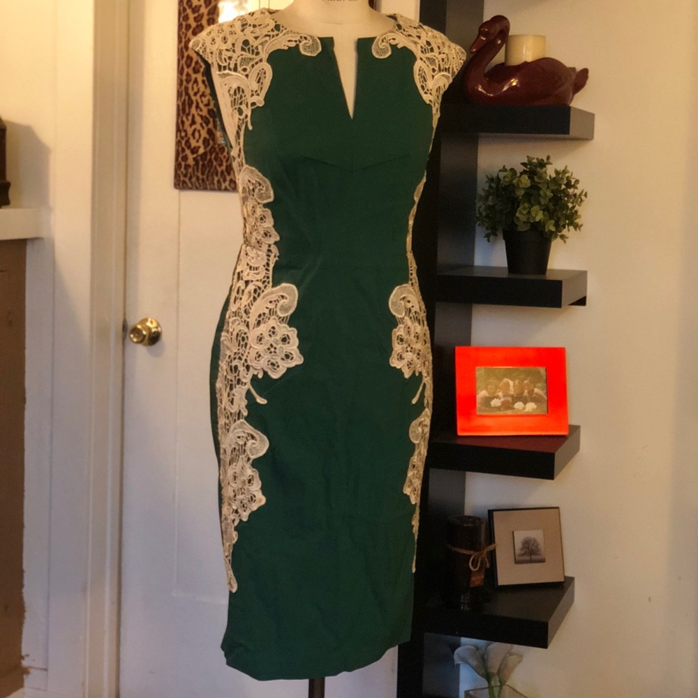 Embellished Green Wiggle Dress